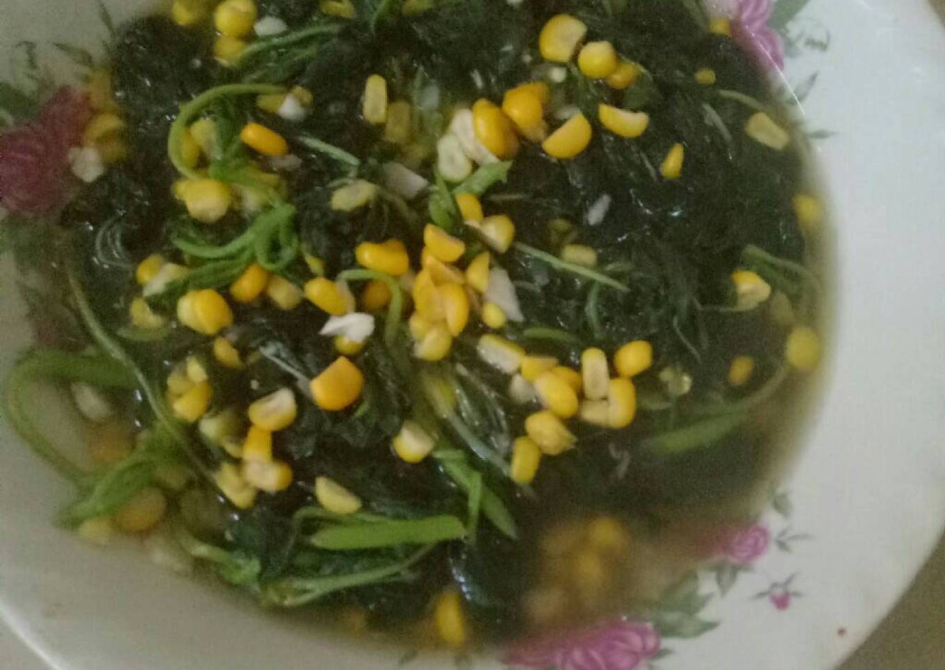 Tumis bayam jagung sehat tanpa minyak