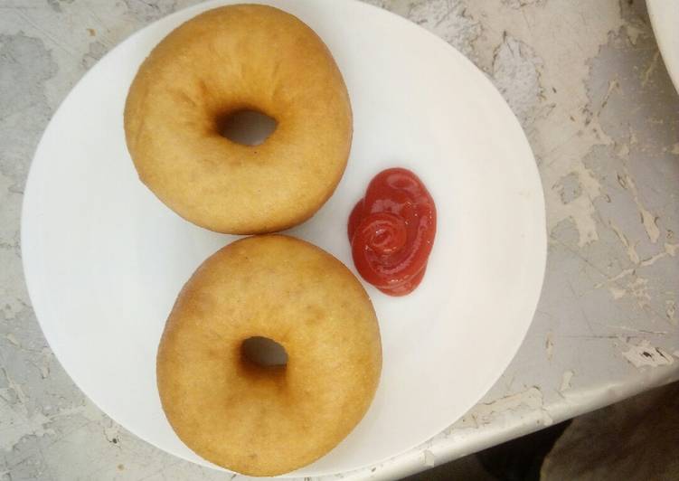 Almond doughnuts served with ketchup