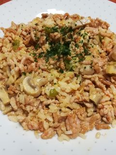 Una foto de Arroz con pavo fitness