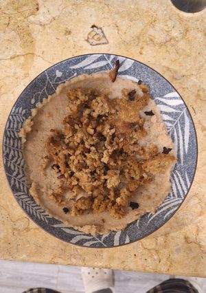 A picture of Keto Cauliflower rice Porridge with Minced Meat.