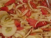 A picture of cucumber and onion