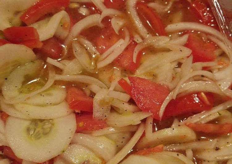 How to Make Any-night-of-the-week Tomato, cucumber and onion salad