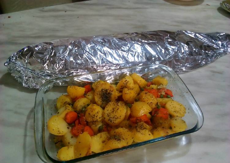 Roasted fish and roast potatoes