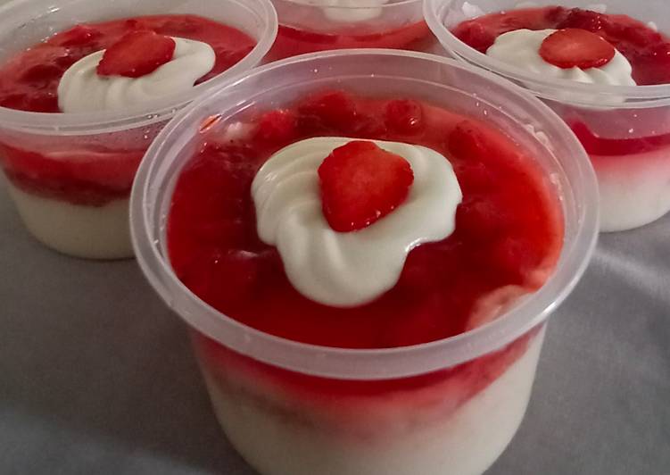Rahasia Menyiapkan 🍓Puding Strawberi Keju (Strawberry Cheese Pudding) 🍓 Anti Ribet!