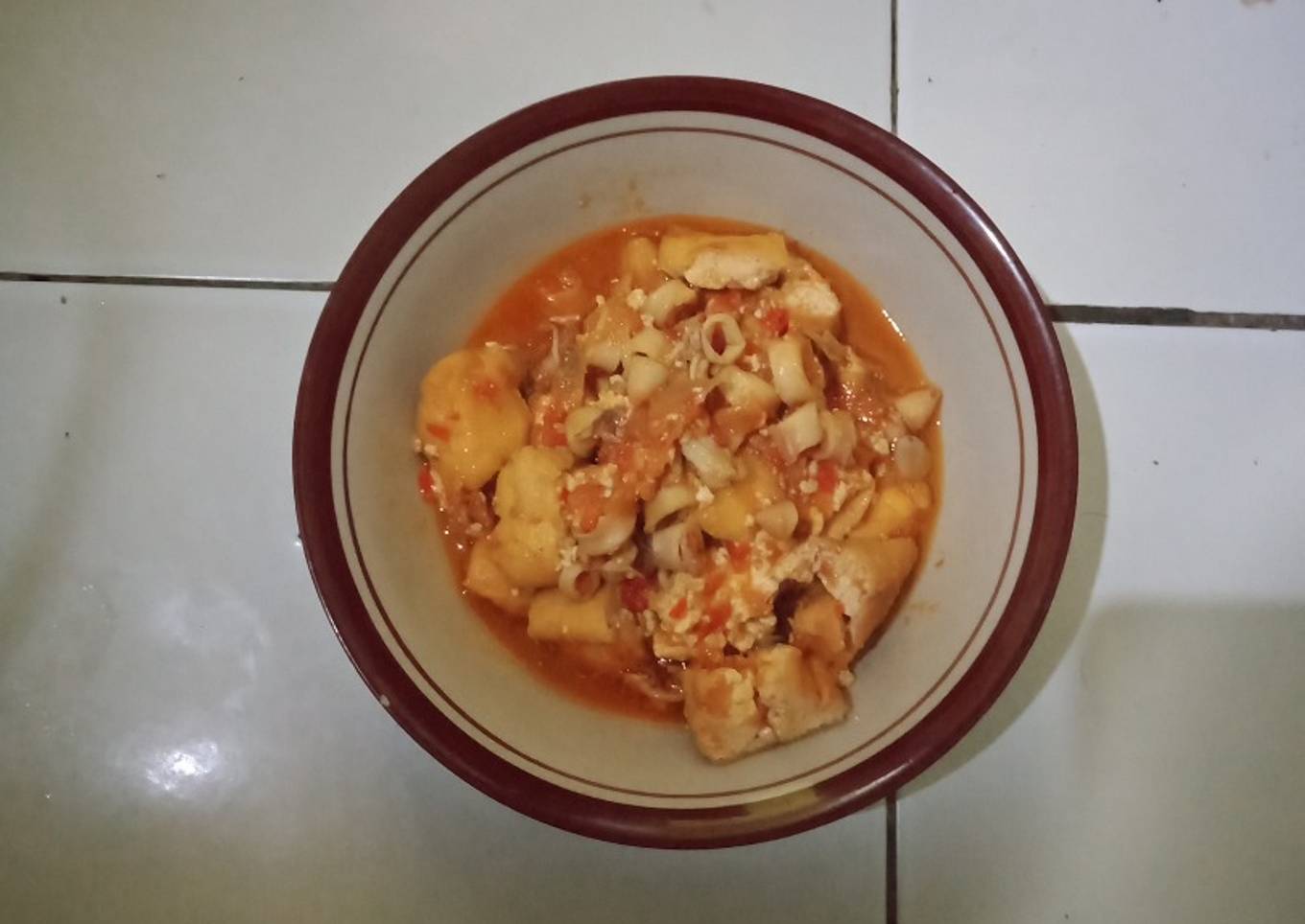 Cumi + tahu kuah pedas