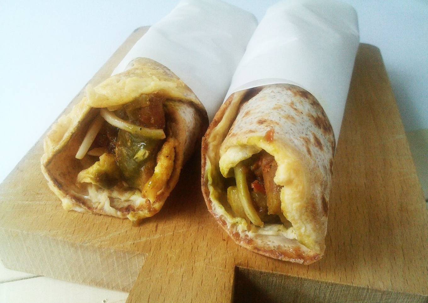 Kathi roll de pollo (chicken frankie), comida india callejera