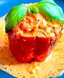 Easy Creamy Tomato Sauce Stuffed Bell Peppers with Meat and Rice by TastyPinch