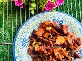 Plantain and beef stir fry