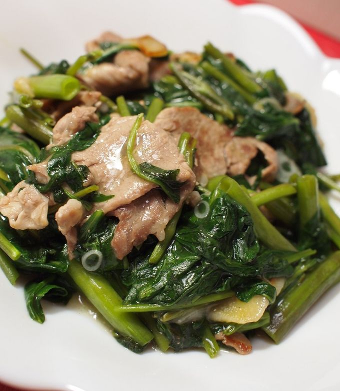 A picture of ✿Garlic Salt Stir-Fried Water Spinach and Pork✿.