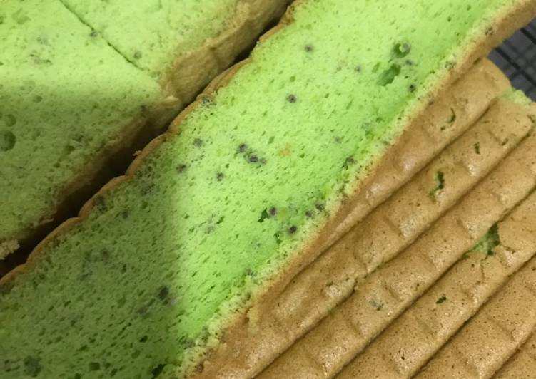 Resep Pandan Ogura cake dengan chia seeds, Bikin Ngiler