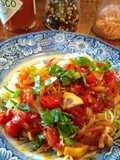 Angel hair pasta with lemony tomato "jam" (vegan)
