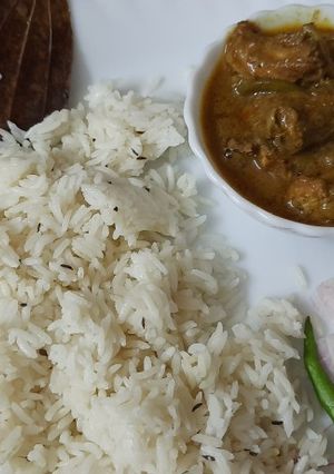 A picture of Chicken with jeera rice.