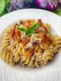 Pasta with Eggplant Cream and Crispy Guanciale