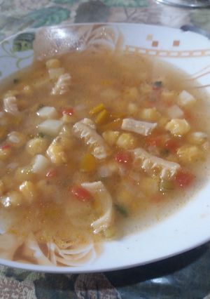 Una foto de Picante de mote y mondongo criollo 🍲