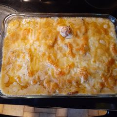 A picture of Mushroom Swiss Burger Casserole.