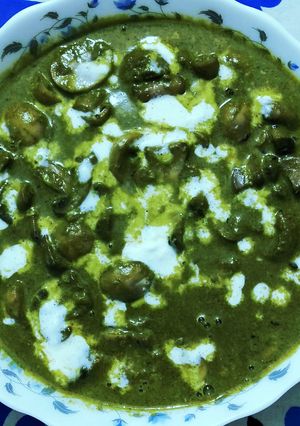 A picture of Palak Mushroom(with out onion and garlic).