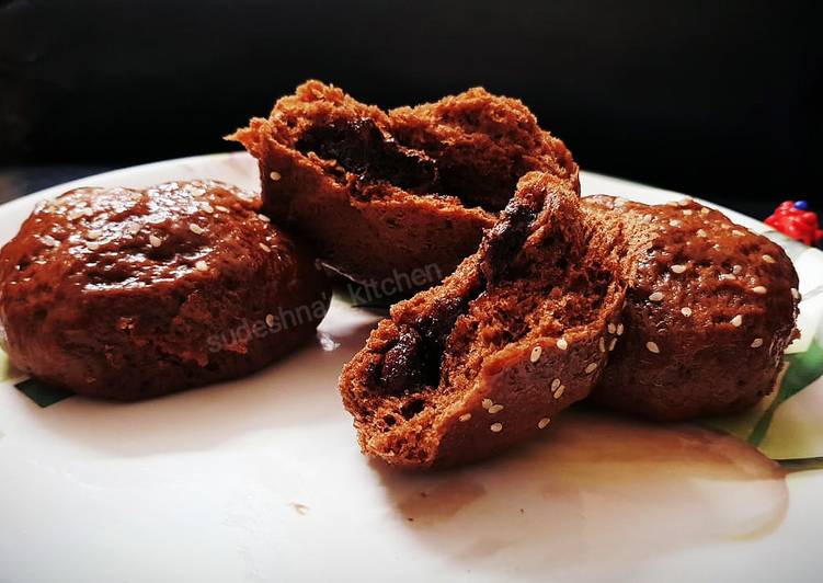 Steps to Make Super Quick Homemade Chocolate filled Choco Buns ❤️