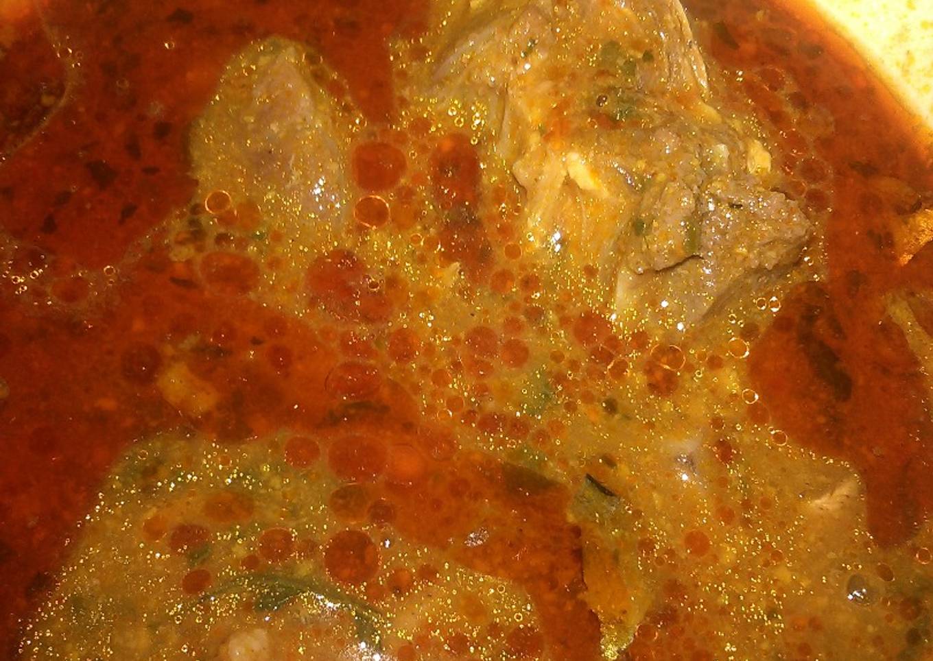 Obgono soup with beef and ice fish