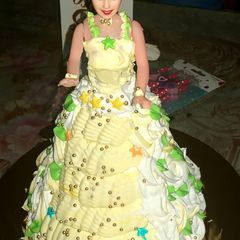 Eggless Doll cake pineappple flavour A picture of Eggless Doll cake pineappple flavour.