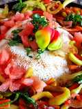 Ensalada tibia de vegetales y couz couz