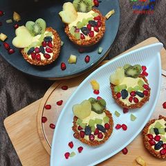A picture of Granola cups with fruit yogurt filling.