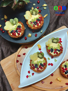 A picture of Granola cups with fruit yogurt filling.