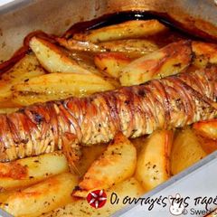 A picture of Easy gardoubakia in the oven.