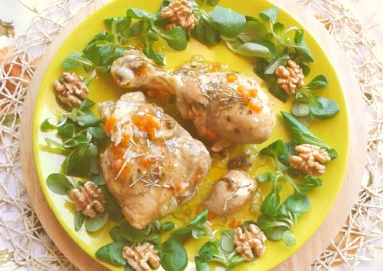 Pollo alle verdure con contorno di valeriana e noci (ricetta light)