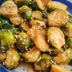 A picture of Korean BBQ Flavored Brussels Sprouts.