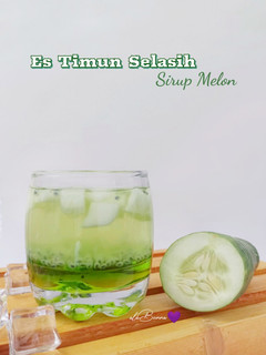 Foto resep 585. Es Timun Selasih Sirup Melon