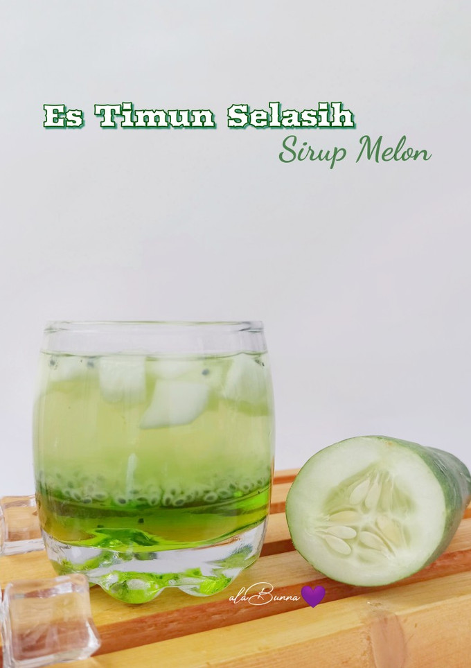 Foto resep 585. Es Timun Selasih Sirup Melon