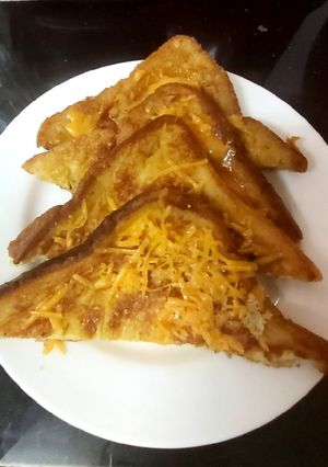 A picture of My Eggy Bread with a little Grated Cheese, Quick and Easy too 😘.