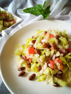 A picture of Red kidney bean, cucumber salad..