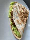 Quesadilla with Guacamole, Ground Beef, and Cream Cheese Spread
