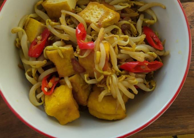 Tumis toge tahu goreng