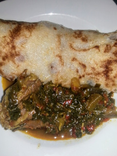 A picture of Semolina pancake with vegetable soup 🍛🌺.