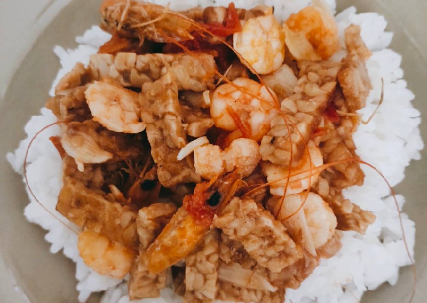 Tempe udang tomat