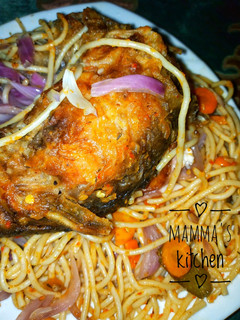 A picture of Fried spaghetti.