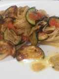 Linguine con Zucchine, Pomodorini Ciliegini e Crema di Aglio