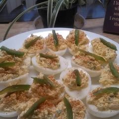 A picture of Brad's jalapeño cheddar deviled eggs.