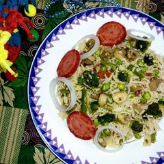 Matar Mushroom pulao A picture of Matar Mushroom pulao.