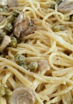 Una foto de Spaguetti con champiñones
