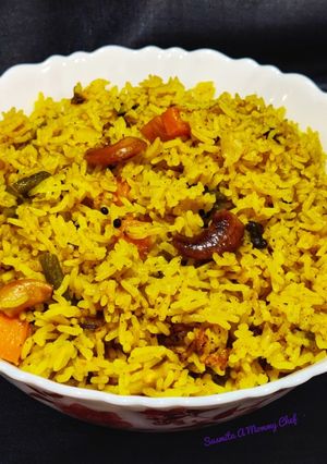 A picture of Maharashtrian style masala bhaat.