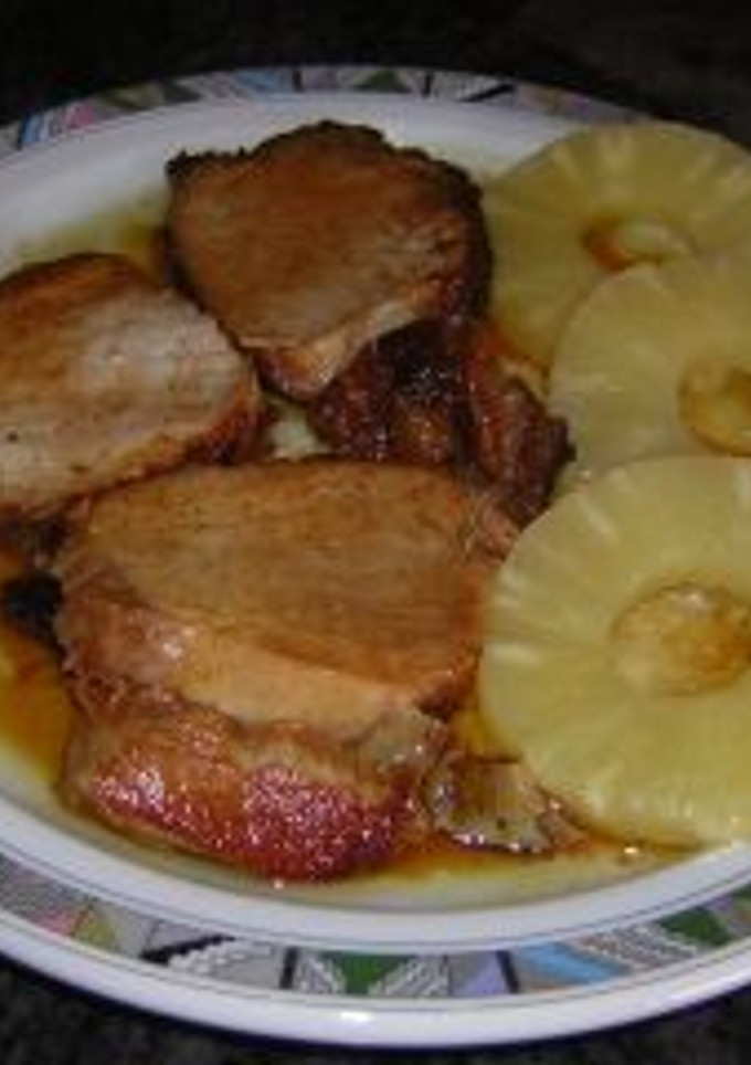 Una foto de Lomo de cerdo a la piña y coñac