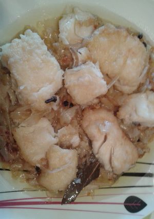 Una foto de Bacalao encebollado