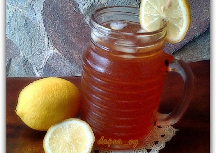 Cara Gampang Membuat Honey LEMON ICE TEA with soda water, Enak Banget