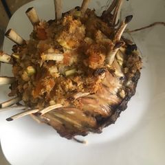 A picture of Crown roast of lamb with apricot stuffing.