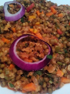 A picture of Rice and coconut cream ndengu.