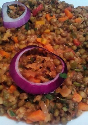A picture of Rice and coconut cream ndengu.