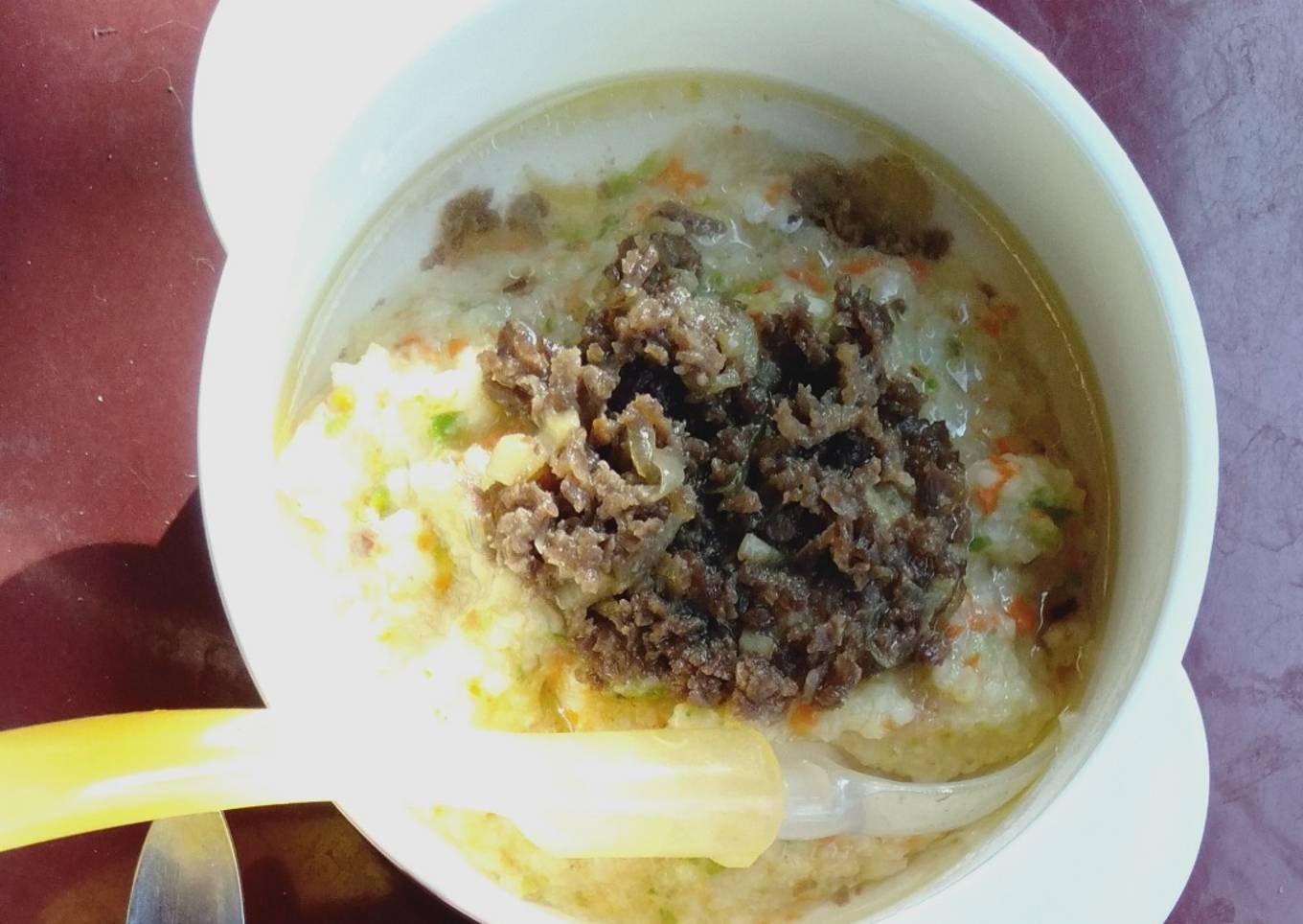 MPASI 9 BULAN: Nasi tim + beef teriyaki